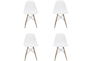 IBERA HOME 4 x Sillas de Comedor Nordica - Elegante diseño escandinavo, Respaldo ergonómico, Polipropileno Resistente, Alt. 82cm, Anch. 46cm, Prof. 35cm.