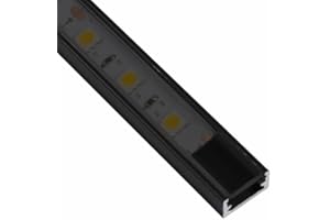 ledomec Tira de LED de aluminio de 2 m (14 x 7 mm) en color negro con cubierta (2 m de ancho, cubierta negra)