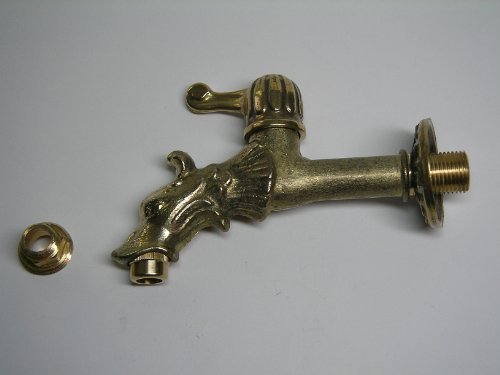 Hahn, Auslaufventil, Wasserhahn, Drachenkopf, Nostalgie, mit Hebelgriff Bronze DN15 - 3