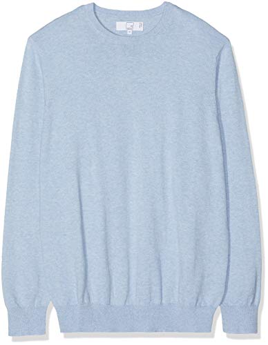 MERAKI Pullover Cotone Uomo Girocollo, Blu (Ocean Blue), Large