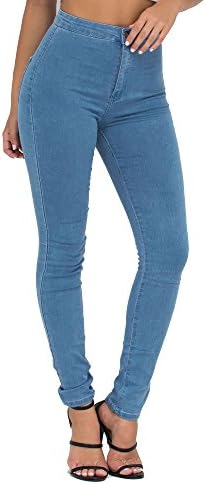 EnviousFashion High Waisted Skinny Fit Stretch Jeans Jeggings (8, Light blue)