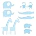 Personalised Name Wall Letter Stickers, Blue Polka a, 10-16 cm high. 2 monkeys, 2 elephant, 2 crocodile, 2 giraffe and 2 hippopotamus stickers with every name. A-Z a-z &. Price is per letter.