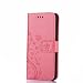 Produktbild Huawei P20 Hülle, Huawei P20 Handyhüle, Alfort Prämie PU Leder Schutzhülle Geprägter Keiner Schmetterling Muster Lederhülle Tasche Wallet Case Cover für Huawei P20 Smartphone 5.8" mit Kartensteckplatz und Standfunktion ( Rose rot )