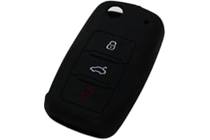 BROVACS Silicone Cover Protector Case Holder Skin Jacket Compatible with VOLKSWAGEN PASSAT SEAT SKODA 3 Button Flip Remote Key Fob CV9800 Black