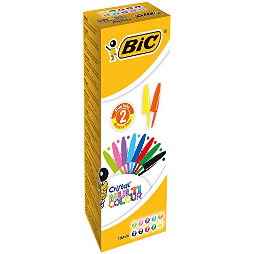 BIC Cristal Multicolor - Caja de 20 bolígrafos, colores fashion y regulares