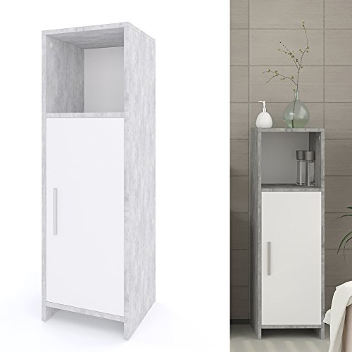 Badschrank KIKO Grau Beton 95 x 30 cm – Midischrank Badezimmerschrank Schrank Regal Badregal - 4