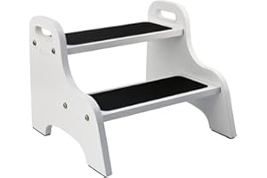 ‎STRONGTEK StrongTek Wood 2 Tritthocker für Kinder mit Rutschfester Trittfläche, tragbaren Griffen, rutschfesten Fußpolstern und 150kg. Kapazität, Mehrzweck-Schwerlaststütze(White)