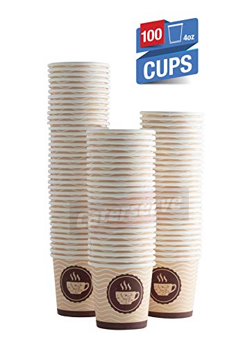 Disposable Paper Hot Coffee Tea Drinking Espresso Cups 4oz - 228ml (100 Pack)