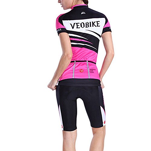 Veobike Damen Radtrikot Set Kurzarm Fahrradtrikot Suit für Reiten Radfahren Radsport - 4