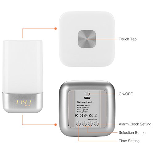 Mabor Wake-Up Light,Lichtwecker, Wecker Licht, Aufwachen mit Licht, Sonnenaufgang Simulation (Sonnenaufgangfunktion, 5 Natürlichen Wecktöne ,als RGB dimmable Stimmungslicht Touchdisplay, Digitale Wecker - 3