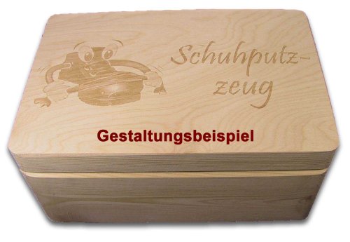 Aufbewahrungsbox/ Holzkiste m. Deckel Gr. 1 Kiefer incl. Lasergravur nach Wunsch - 2