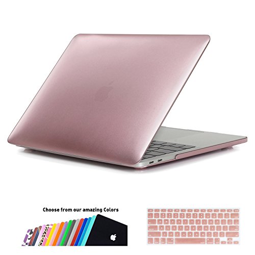MacBook Pro 13 Hülle 2016, iNeseon Ultra Slim Plastik Hartschale Tasche Cover snap on Schutzhülle Schale mit US Roségold und EU Transparent Silikon Tastatur-Abdeckung Schutzhülle für Neueste Apple MacBook Pro 13 Zoll ohne Touch Bar A1708, Roségold