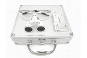 Médico Quirúrgico Dental Gafas Lupas Binoculares Odontologia 3.5×420MM(Plata) con Caja Metal de Athenadental