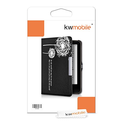 kwmobile Hülle für Tolino Vision 1 / 2 / 3 / 4 HD – Flipcover Case eReader Schutzhülle – Bookstyle Klapphülle To the world Design Weiß Schwarz - 6