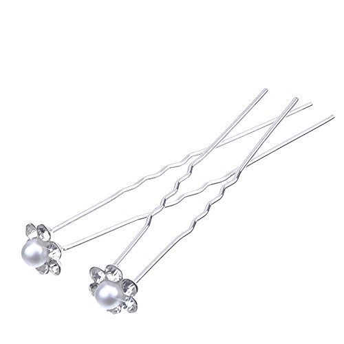 eBoot Hochzeit Brautperlen Haarschmuck Strass, Weiß, 20 Stück - 4