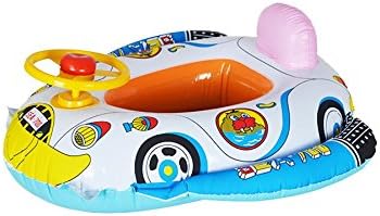 Baby Inflatable Pool Swim Ring Seat Kids Float Boat Swimming Aid with Wheel Horn