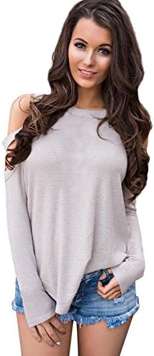 sweater women knit casual split the fork straps long sleeve loose tops elasticity sportswear sweatshirts pullovers . gray . l