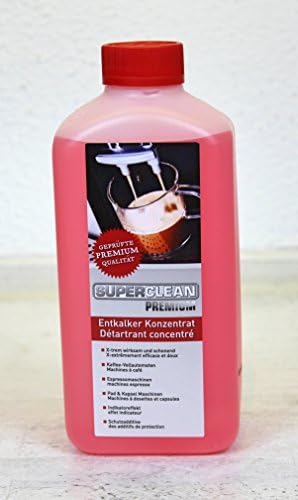 Special liquid descaler concentrate, universal limescale remover with colour indicator effect for all types of coffee machines, fully automatic coffee machines, as well as espresso or capsule machines