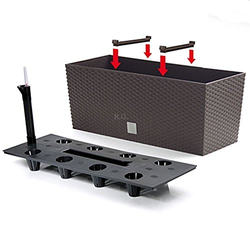 Blumentopf Blumenkasten Blumenkübel Polyrattan Bewässerung 4 Farben 2 Größen (600 anthrazit) - 5