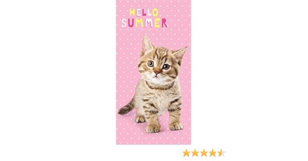 Sweet Animals Hello Summer Chaton Chat Serviette De Plage 70 X 140 Cm