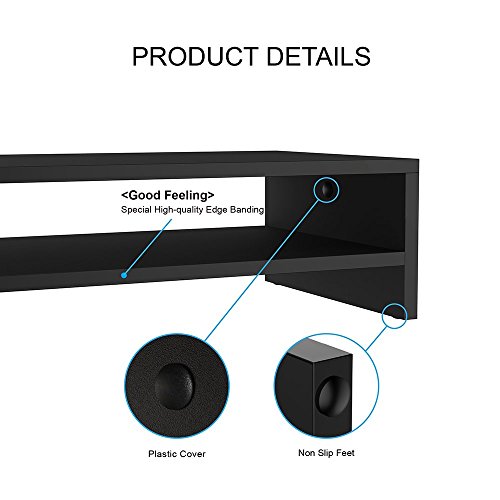 Fitueyes Monitorständer aus Holz 42,5×23,5x14cm schwarz mit Stauraum DT204201MB - 5