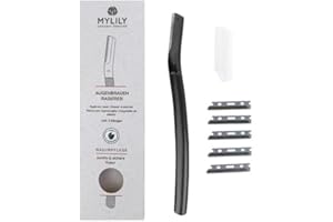 MYLILY Rasoio viso nero metallico | Dermaplaning viso | Eyebrow razor | Con 5 lametta viso donna