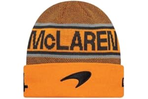 New Era McLaren F1 Team Winter Beanie Hat, Orange and Black, Official 2025 Collection, Lando Norris Driver Edition