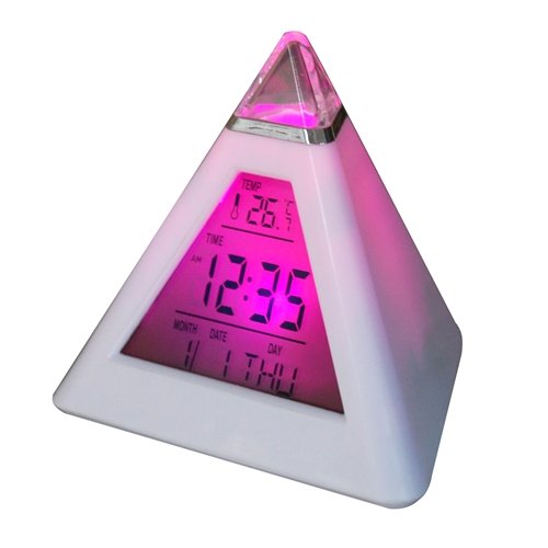 DIGIFLEX Digitaler Wecker in Pyramidenform mit 7 farbwechselnden LEDs - 2