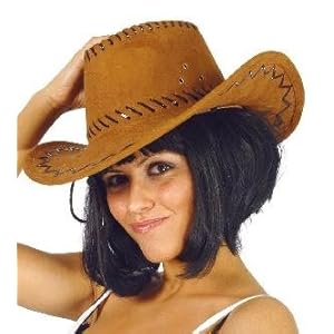 Fiestas Guirca Sombrero Cowboy marrón con Efecto Piel para Hombre y Mujer.