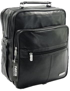 Herren Umhaengetasche Schultertasche Reise-Tasche Herren Leder Optik, schwarz