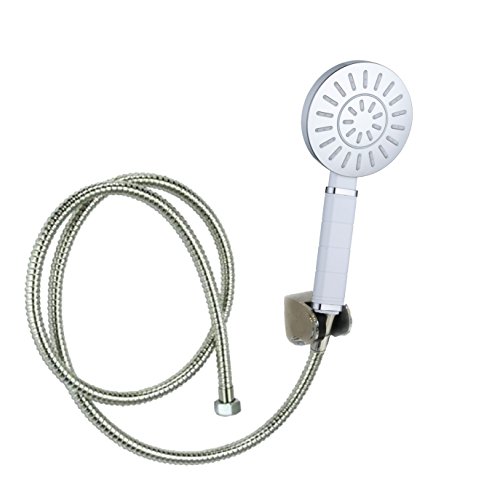 Housler® Super Low Wasser Druck Boosting 12 mm große Bohrung 2 m Brauseschlauch & Niederdruck Designer Weiß und Chrom Duschkopf - 3