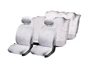 Vocado Car Sweat Control White Premium Towel Seat Covers 8S for Toyota Innova Type 2 (2009-2011)