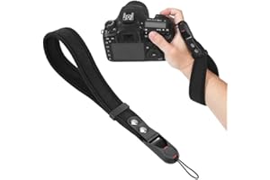 pcsfoe Correa de mano para cámara con cierre rápido, correa de mano ajustable, correa de mano para cámara, correa de neopreno para cámara réflex digital, Negro , 1