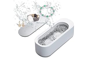 TPLTECH Ultrasonic Jewelry Cleaner for All Jewelry, 45KHz Portable and Low Noise Ultrasonic Machine for Jewelry, Ring, Earrings, Necklace, Silver, Retainer, Eyeglass, Watches, Coins, Razors