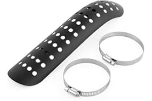 QIILU Motorcycle Exhaust Heat Shield, Universal Motorcycle Curve 50mm-70mm Diameter Exhaust Pipe Hole Heat Shield Cover with 2 Clamps (Black).-for motorcycle exhaust heat shield