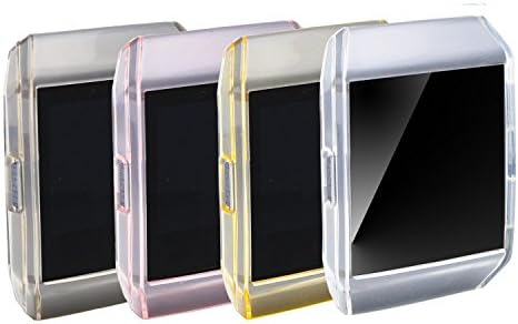 4PCS Protector Case for Fitbit Ionic,Shock Resistant Soft TPU Bumper Case Cover Sleeve for Fitbit Ionic Accessory Transparent + Pink + Yellow + Grey