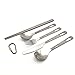 Produktbild iBasingo 5-teilig/Set Titan Besteck Camping Spork Essstäbchen Löffel Gabel Picknick im Freien Besteck für Camping Ausflug Picknick Wandern