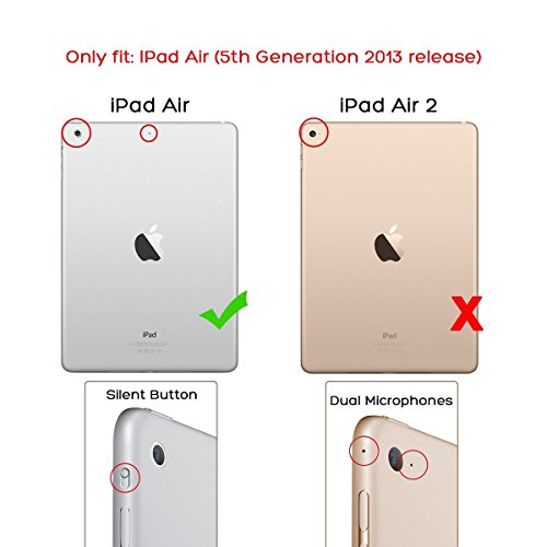 iPad Air Hülle, ULAK 360 Grad Rotierend Stand Smart Cover Case Schutzhülle Tasche Etui mit Auto Schlaf / Wach Funktion für Apple iPad Air/iPad 5th 2013 (Rosé Gold) - 2