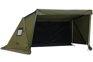 FREIZELT TOMOUNT Cotton Canvas Tent 1-2 Person, Waterproof, Windproof with Porch Awning & Snow Skirt - Lightweight Spacious for Camping, Hiking & 4-Season Outdoor Activities