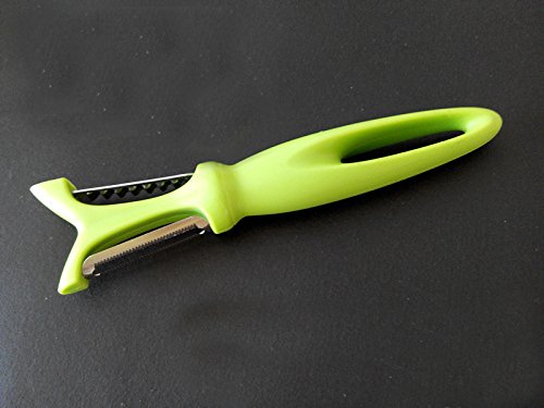 Trenta Kitchen Kräuterschere mit Mehrzweck-Schäler, für Obst und Gemüse, hochwertiges Küchenzubehör, Schere mit 5 Edelstahlklingen, inkl. Schutzhülle und Reinigungskamm grün - 6