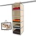 Produktbild Moseeg Hanging Clothes Storage Box (5 Shelving Units) Durable Accessory Shelves - Eco- Friendly Closet Cubby, Sweater & Handbag Organizer - Keep Your Wardrobe Clean & Tidy. Easy Mount, Ideal for all Clothing Types (SIZE:30X30X100CM)