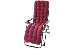 RPixc Matelas Coussin pour Bain de Soleil Chaise Longue,Coussin de Chaise Longue Bain de Soleil, Coussin Chaise Longue Jardin Extérieur Doux Pliable,160 * 48 * 8 cm (Vin Rouge)