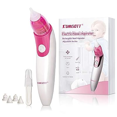 SUMGOTT Mouche Bébé SUMGOTT Aspirateur Nasal - Mouche Nez Électrique avec USB Chrage / 3 Niveaux de Puissance d'Aspiration / 4 Tips pour Nouveaux-Nés et les Bambins