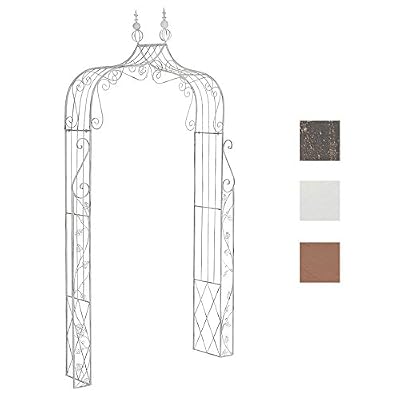 CLP Arche à Rosiers Métallique Aurora | Arceau de Jardin en Fer Forgé avec Hauteur 148 cm | 2 Options de Montage au Choix | Support pour Plantes Grimpantes Stable | 3 Couleurs au Choix Blanc Antique
