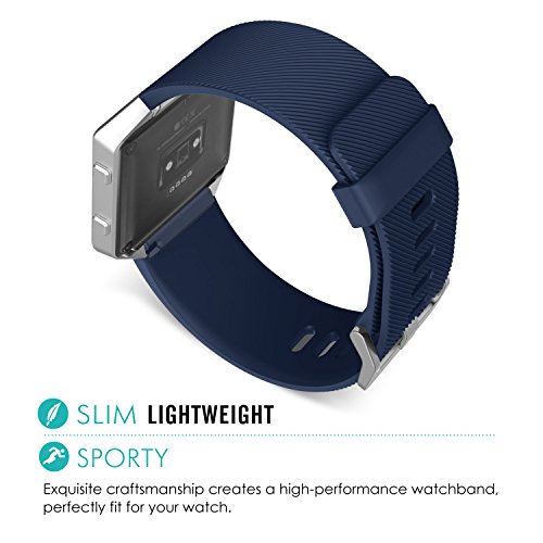MoKo Fitbit Blaze Armband – Silikon Sportarmband Sport Band Uhrenarmband Uhr Erstatzband mit Stiftschließe aus Edelstahl für Fitbit Blaze Smart Fitness Watch, Mitternachtsblau - 4