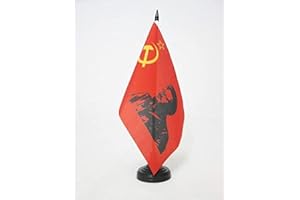 AZ FLAG USSR with Trotsky Table Flag 5'' x 8'' - Soviet Union communist Desk Flag 21 x 14 cm - Black plastic stick and base