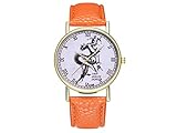 ADream Vintage Leder Clown Pattern Watch für Frauen Herrenuhr Fashion Geburtstag Hochzeitsgeschenk (Mintgrün) (Farbe : As ShownOrange, Größe : 23x2cm)