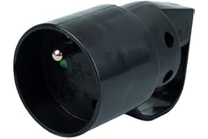 Fiche électrique - Avec anneau - Dhome - 2P+T - 16 A - Femelle - Noir