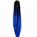 22" Claw on Ombre Two Tone Synthetic Long Straight Ponytail Hair Extensions Natural Black to Blue