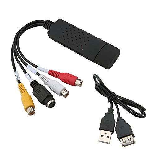 ranipobo DVD DVR Chip Video Capture USB 2.0 Konverter Adapter Kabel mit Stereo Audio HDTV VHS DVD RCA S-Video Eingang für PC Laptop